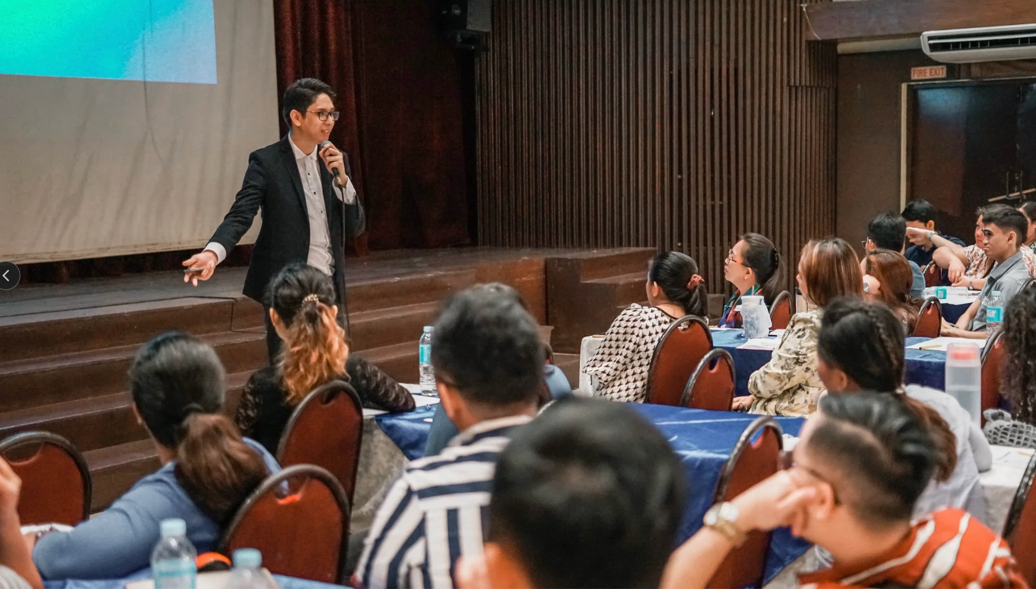 Maj Custodio speaking to a live workshop audience