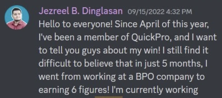 Student testimonial about progress after training
